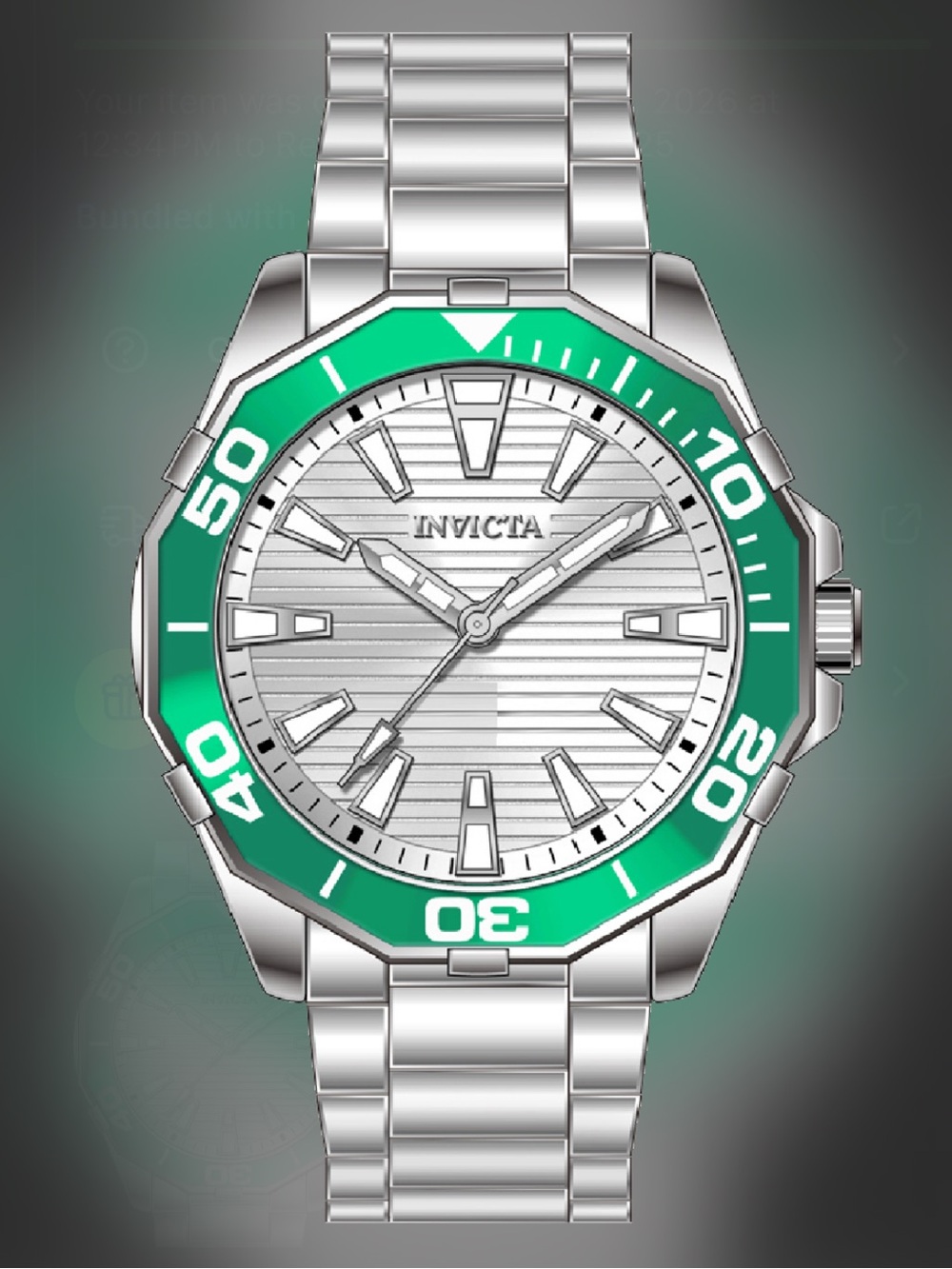 NEW Invicta Diver Meridian 79015 Men’s 46mm Silver Green Bezel Quartz Watch